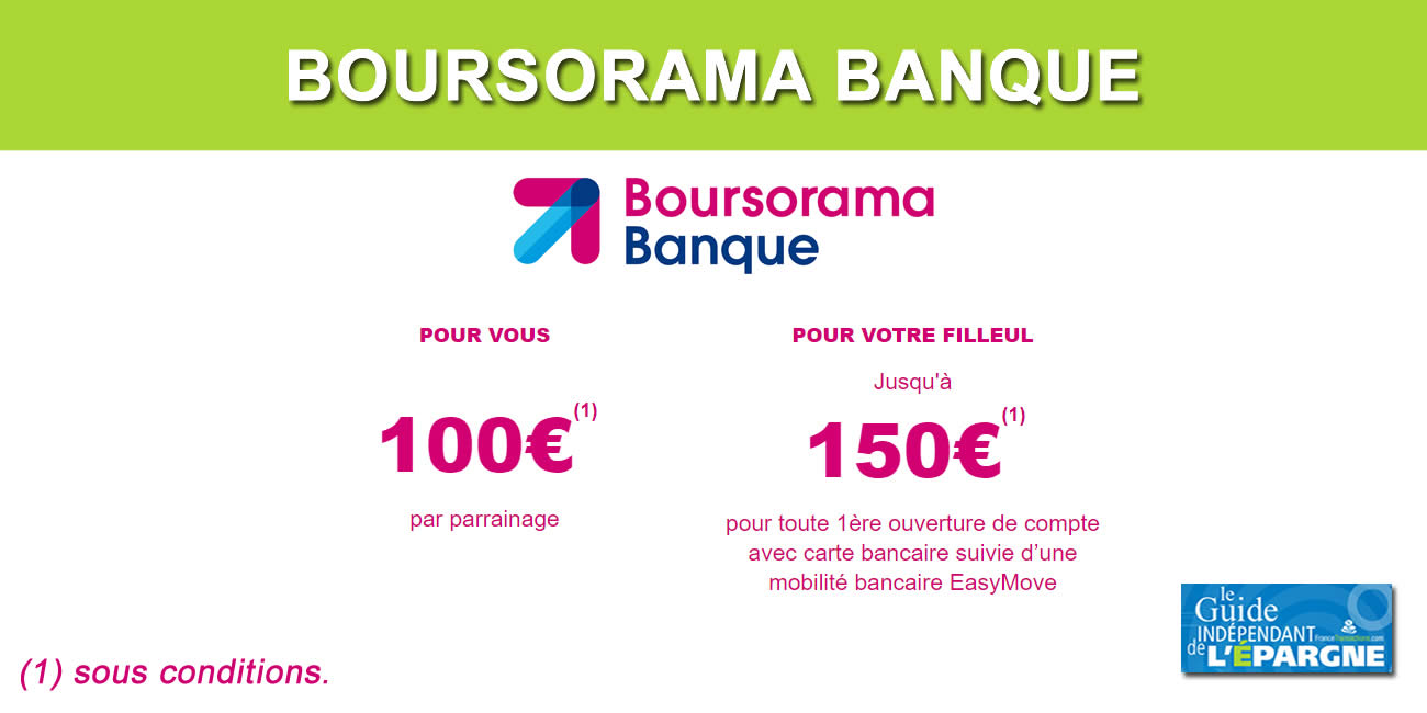 Parrainage Flash Boursorama banque 150€ offerts aux filleuls, 100€ pour le parrain, à saisir